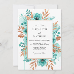 Convite Casamento de Flor de Aguarela Azul