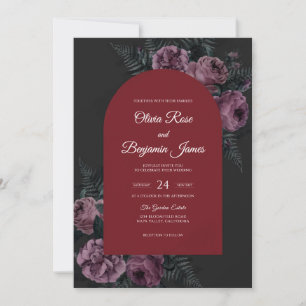 Convite Casamento de Flor de Ameixa Marrom