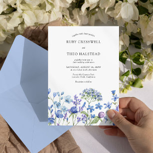 Convite Casamento de Flor de Campo Delicada Periwinkle