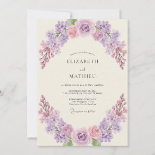 Convite Casamento de Flor de Eucalipto Lilás Lavanda