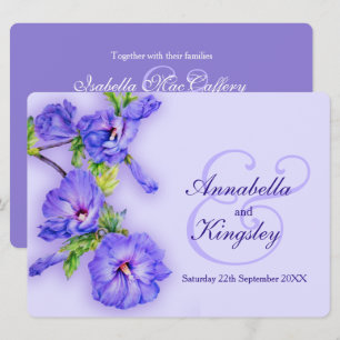 Convite Casamento de flor de hibisco roxo azul