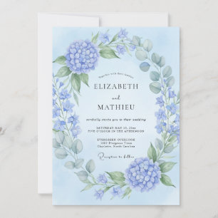 Convite Casamento de Flor de Hortênsia Azul Pó