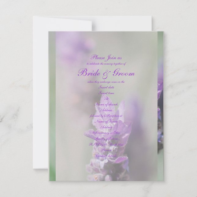 Convite Casamento de flor de lavanda roxa | Personalizar (Frente)