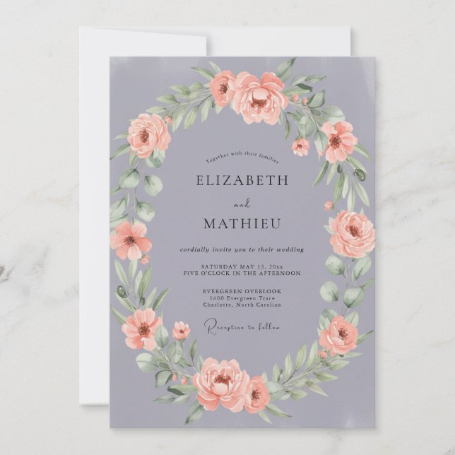 Convite Casamento de Flor de Lilás Suave (Frente)