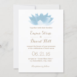 Convite Casamento De Flor De Lotus Azul Elegante