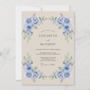 Convite Casamento de Flor de Louro Azul-Pervinca