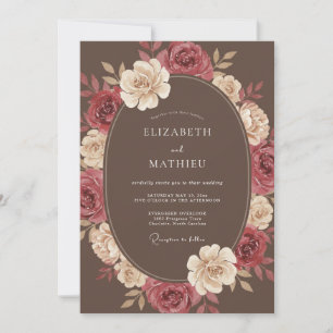 Convite Casamento de Flor de Luxo Marrom