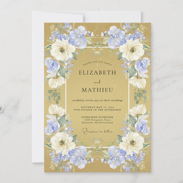 Convite Casamento de Flor de Luxo Violeta (Frente)