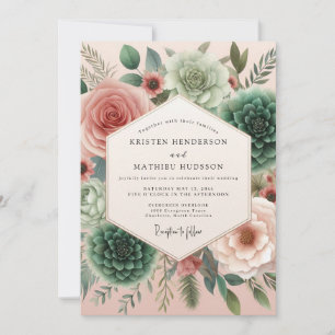 Convite Casamento de Flor de Rosa Azul