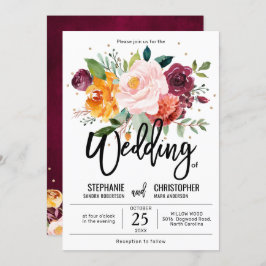 Convite Casamento de Flor Floral com Blush de outono