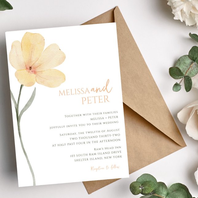 Convite Casamento de Flor Floral Mínimo e Chic (Criador carregado)