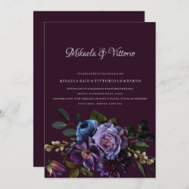 Convite Casamento de Flor Gótica Escura Elegante