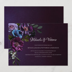 Convite Casamento de Flor Gótica Escura Elegante