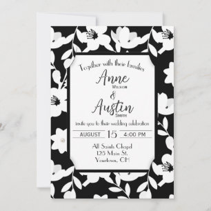 Convite Casamento de Flor Negra e Branca