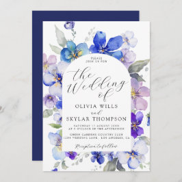 Convite Casamento de Flor Rosa Mole-Rosa Mole marinho Azul