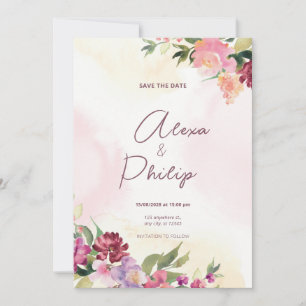 Convite Casamento de Flor Russo Rosa