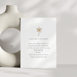 Convite Casamento de flor selvagem branco minimalista