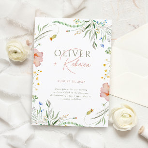 Convite Casamento de flor selvagem com Boho Watercolor Min