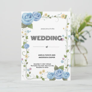 Convite Casamento de Flor Selvagem e Fundo Branco