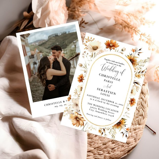 Convite Casamento de Flor Selvagem Elegante e Chic Boho Fa (Criador carregado)