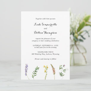 Convite Casamento de Flor Selvagem Floral Simples Russo