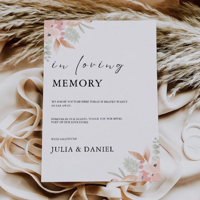 Convite Casamento De Flor Selvagem No Sinal De Memória Ama (Wildflower Wedding In Loving Memory Sign, Invitation)