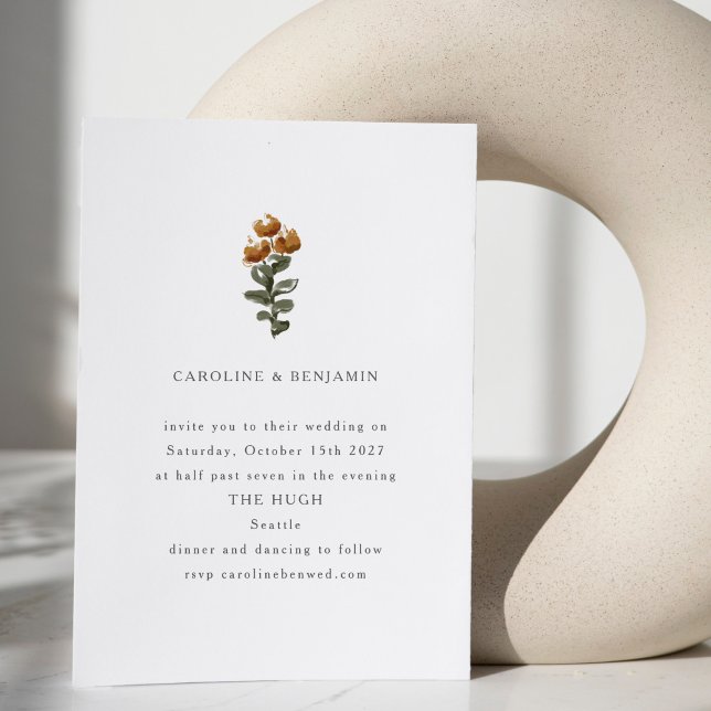 Convite Casamento de Flor Selvagem Russo Minimalista (Criador carregado)