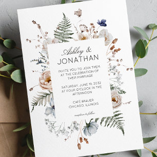 Convite Casamento de Flor Selvagem Russo Moderno Elegante