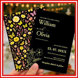 Convite Casamento de Flor Silvestre Amarela Manteiga