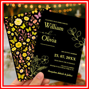 Convite Casamento de Flor Silvestre Amarela Manteiga