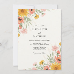 Convite Casamento de Flor Silvestre Amarela Mostarda Moder