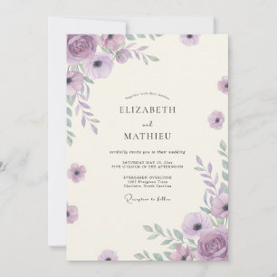 Convite Casamento de Flor Silvestre Boho Amethisto