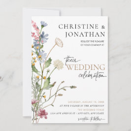 Convite Casamento de Flor Silvestre Boho Floral Moderno 