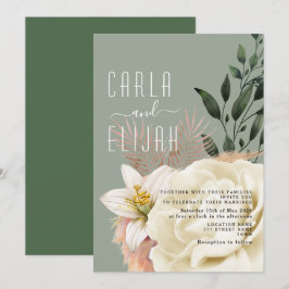 Convite Casamento de Flor Silvestre Boho Verde Sage