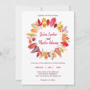 Convite Casamento de Flor Silvestre de Cogumelo de Outono