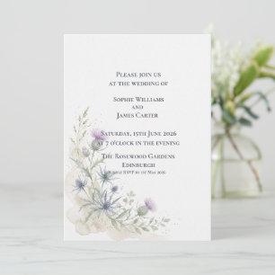 Convite Casamento de Flor Silvestre e Cardo Escocês com Er