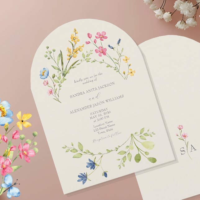 Convite Casamento de Flor Silvestre Elegante (Criador carregado)