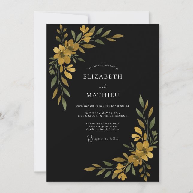 Convite Casamento de Flor Silvestre Ouro Preto (Frente)