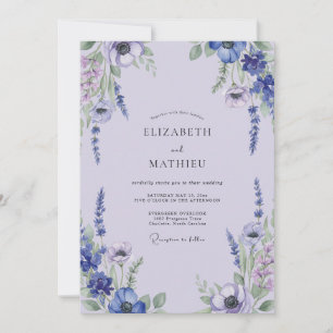 Convite Casamento de Flor Silvestre Periwinkle Aquarela