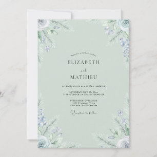 Convite Casamento de Flor Silvestre Periwinkle Seafoam