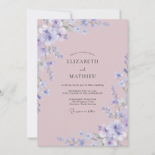 Convite Casamento de Flor Silvestre Roxa Periwinkle
