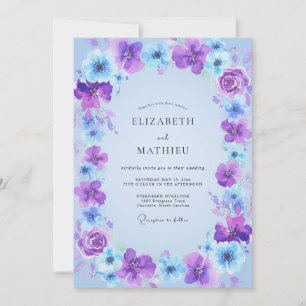 Convite Casamento de Flor Silvestre Violeta Periwinkle