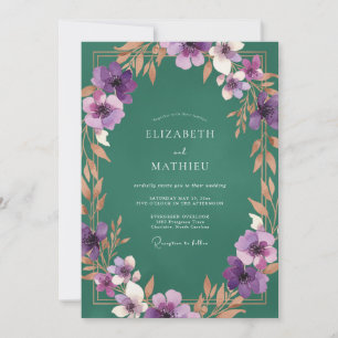 Convite Casamento de Flor Silvestre Violeta Tom Jóia