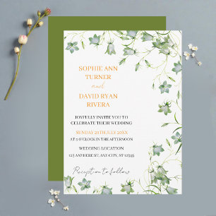Convite Casamento de Flor Verde Verde-Floral Elegante