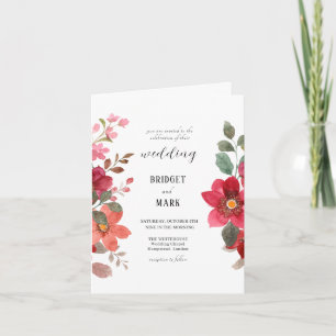 Convite Casamento de Flor Vermelho eterno