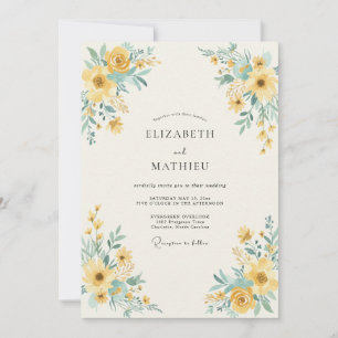 Convite Casamento de Flora Botânica Amarela