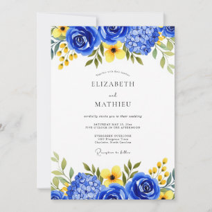 Convite Casamento de Flora Botânica Azul Real