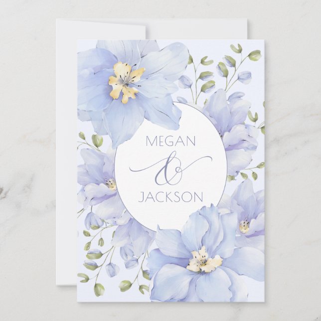 Convite Casamento de floração de flor mole púrpura (Frente)