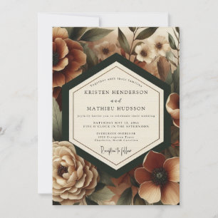 Convite Casamento de Florada Temperamental Burgundy Profun