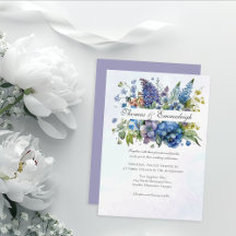 Casamento de Florais Boêmian Blue-Violet Watercolo